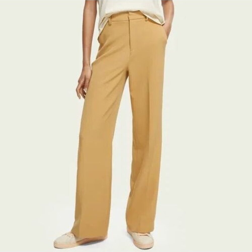 Scotch & Soda Edie Camel Tan Tailored High Rise Wide-Leg Trouser Pants Size 31